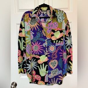 80's Vintage Colorful Tunic Style Beaded Blouse